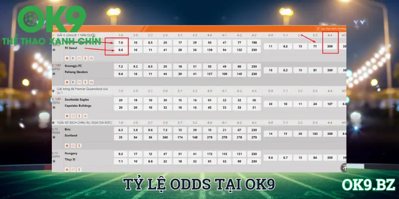 Ví dụ tính thưởng theo odds tỷ số bóng đá